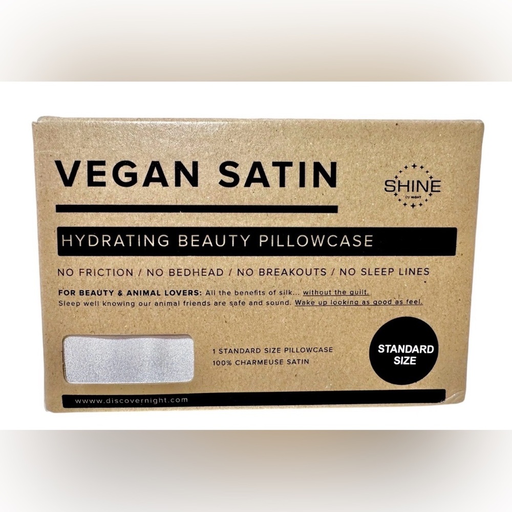 Shine By Night Champagne Vegan Satin Hydrating Beauty Standard Pillowcase New